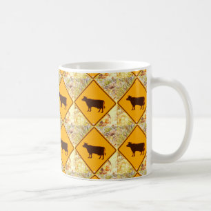 Taza De Café patrón de diamante de signo de vaca amarilla