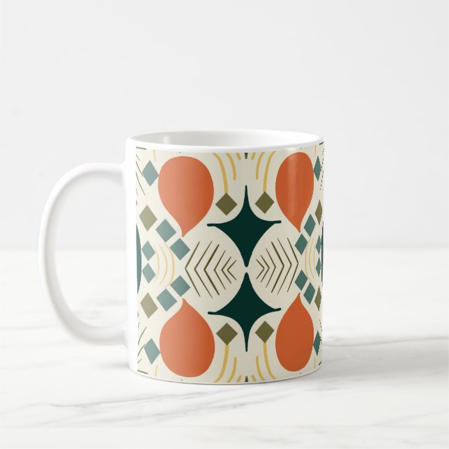 Taza De Café Patrón de diamante geométrico colorido Boho (Izquierda)