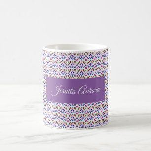 Taza De Café Patrón de diamante geométrico étnico pastel modern
