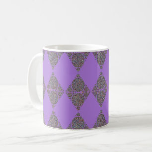 Taza De Café Patrón de diamante Geométrico púrpura brillante