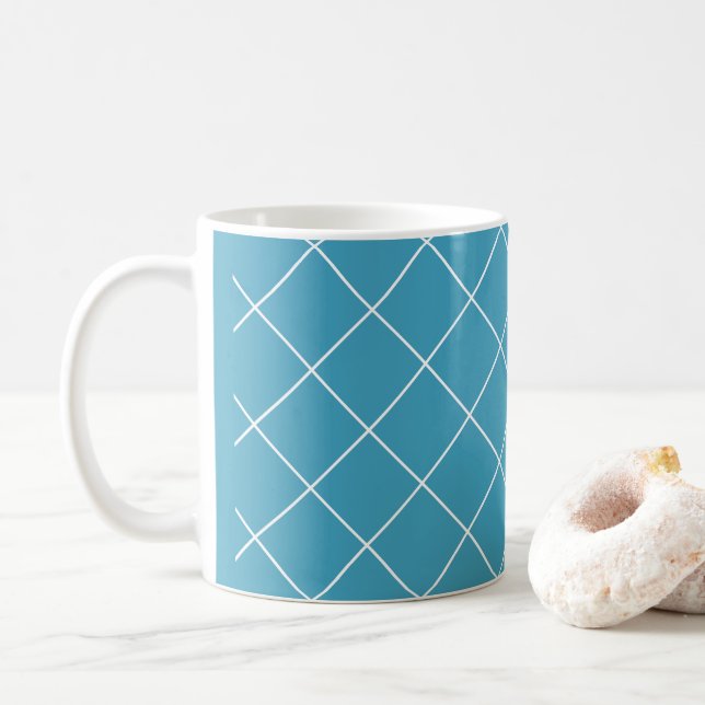 Taza De Café Patrón de diamantes Aqua (Con donut)