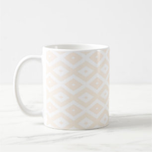 Taza De Café Patrón de diamantes beige y blanco