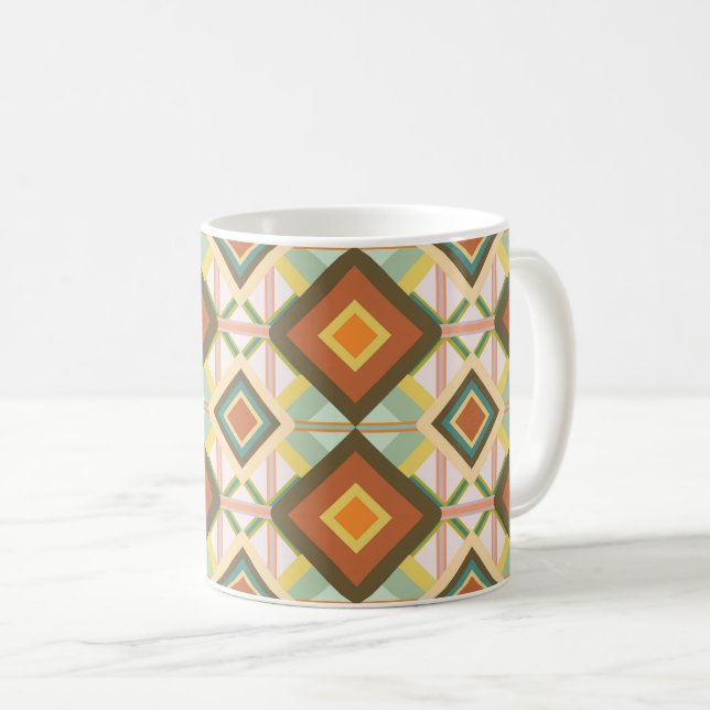 Taza De Café Patrón de diamantes de arte pop retro del suroeste (Anverso derecho)