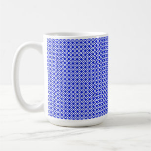 Taza De Café Patrón de diamantes geométricos modernos en azul y