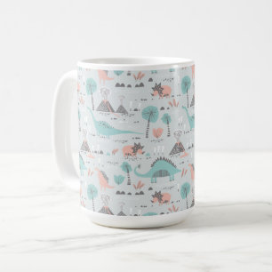 Taza De Café Patrón de dinosaurio de Cute Pastel