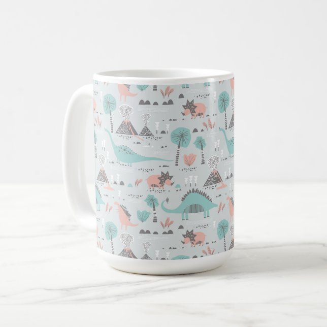 Taza De Café Patrón de dinosaurio de Cute Pastel (Anverso izquierdo)