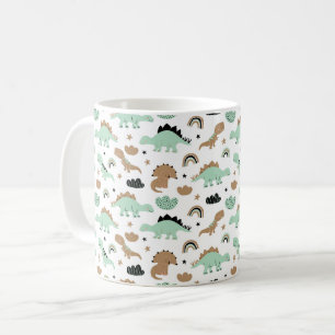 Taza De Café Patrón de dinosaurio verde de menta
