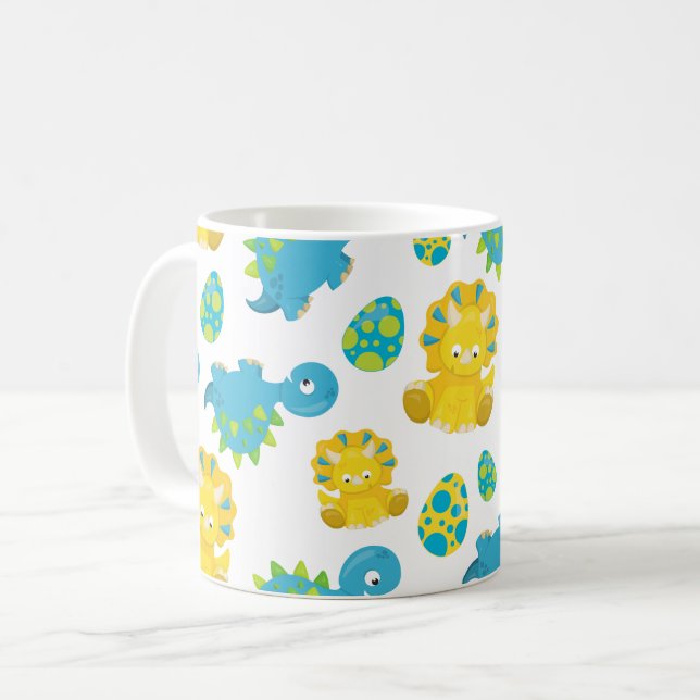Taza De Café Patrón De Dinosaurios, Dinosaurios Cutos, Dino Beb (Anverso izquierdo)