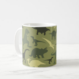 Taza De Café Patrón de dinosaurios, silueta de dinosaurios, din