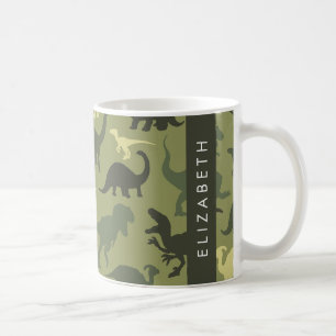 Taza De Café Patrón de dinosaurios, silueta de dinosaurios, tu