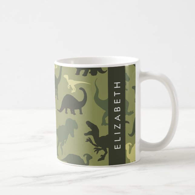 Taza De Café Patrón de dinosaurios, silueta de dinosaurios, tu  (Derecha)
