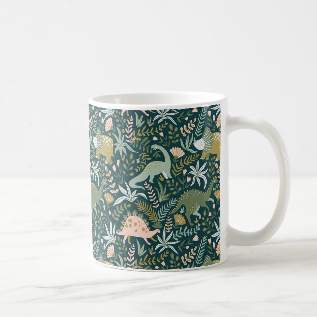 Taza De Café Patrón de dinosaurios verdes (Derecha)