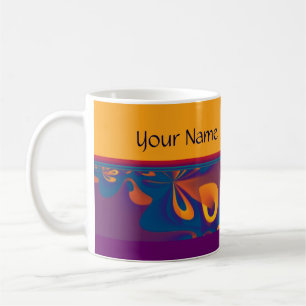 Taza De Café Patrón de diseño gráfico - naranja violeta + tu te