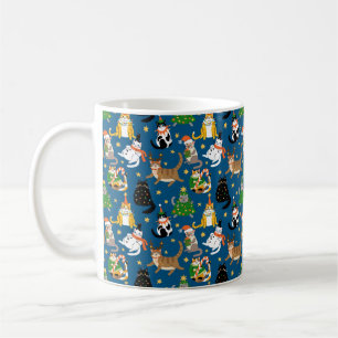 Taza De Café Patrón de disfraces de gatos festivos en Navidades