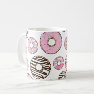 Taza De Café Patrón De Donuts, Donuts Rosados, Donuts Blancos