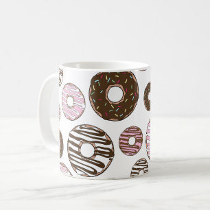 Taza De Café Patrón De Donuts, Donuts Rosados, Donuts Marrones