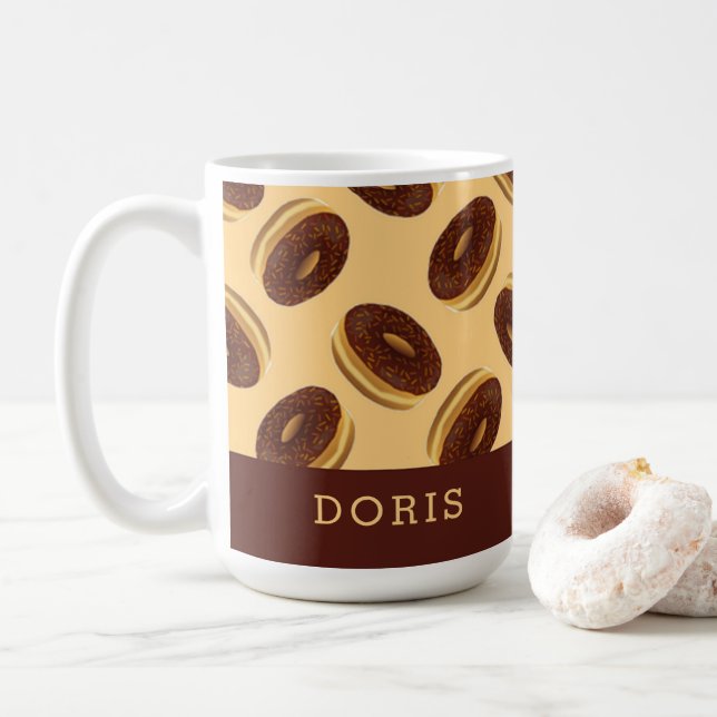 Taza De Café Patrón de donuts marrones de chocolate (Con donut)