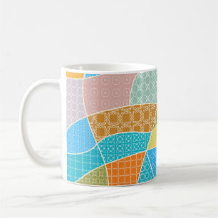 Taza De Café Patrón de doodle colorido abstracto en estilo mosa