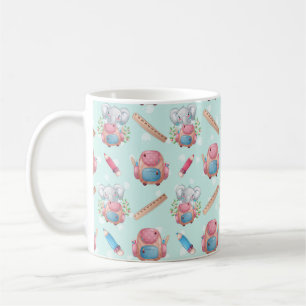 Taza De Café Patrón de elefante de vuelta al cole