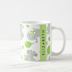Taza De Café Patrón De Elefantes, Elefantes Cutos, Tu Nombre