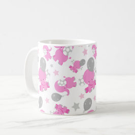 Taza De Café Patrón De Elefantes Rosa, Elefantes Cutos, Estrell