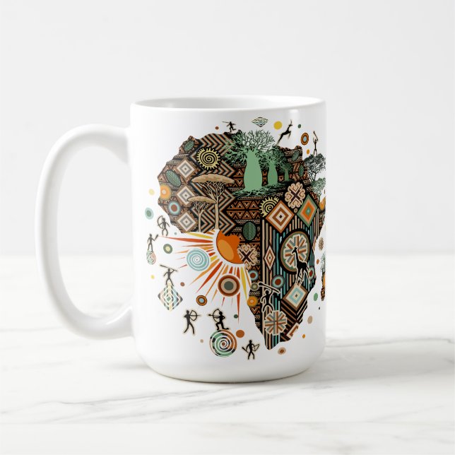 Taza De Café Patrón de elementos tribales decorativos del mapa  (Izquierda)