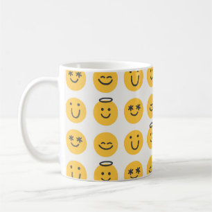 Taza De Café Patrón de Emoji feliz dibujado a mano