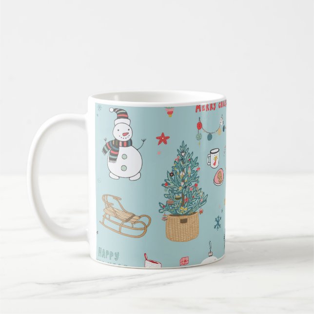 Taza De Café Patrón de envolvimiento de Navidades de árbol frit (Izquierda)
