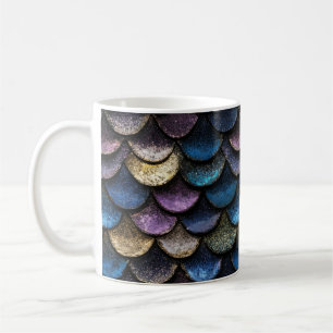 Taza De Café Patrón de escala de Purpurina de sirena