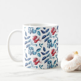 Taza De Café Patrón de escaramujos de rosa acuarela