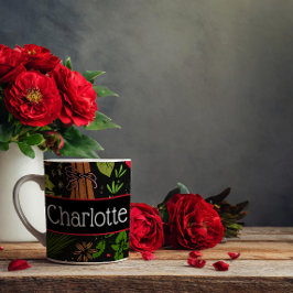 Taza De Café Patrón de especias nombre personalizado negro
