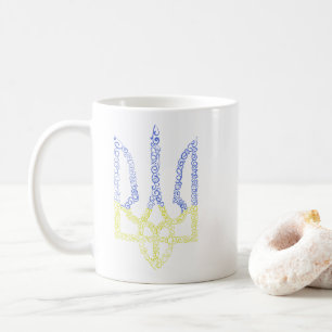 Taza De Café Patrón de espiral de tridente de trízub del escudo