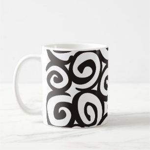 Taza De Café Patrón de espirales negro y blanco + tus ideas