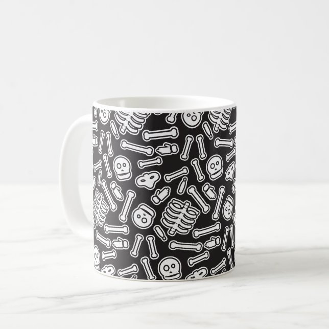 Taza De Café Patrón de esqueletos de Halloween (Anverso izquierdo)