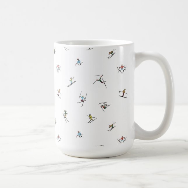 Taza De Café Patrón De Esquiadores De Invierno En Acción (Derecha)