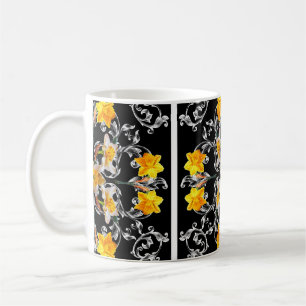 Taza De Café Patrón de estilo barroco con flores narciso