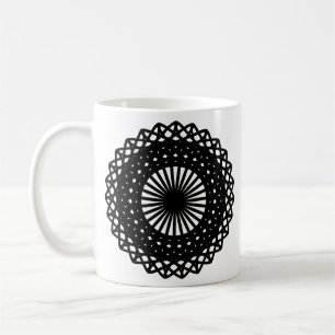 Taza De Café Patrón de estilo de encaje redondo negro.