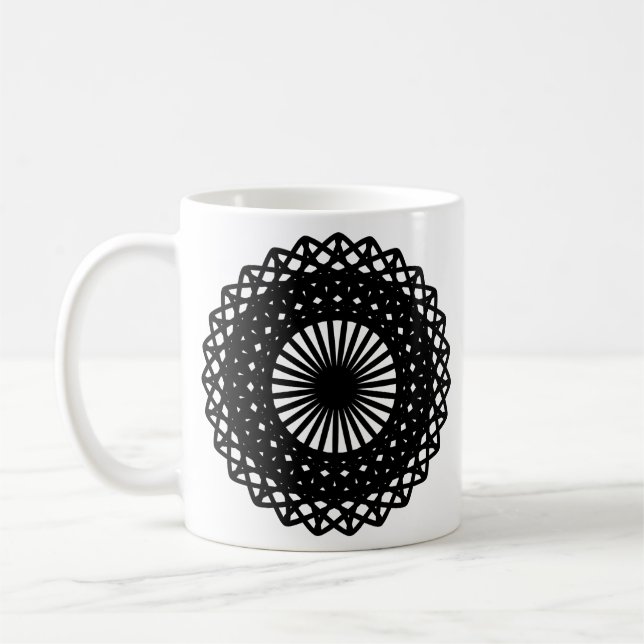 Taza De Café Patrón de estilo de encaje redondo negro. (Izquierda)