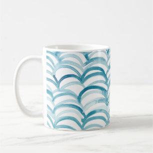 Taza De Café Patrón de estilo japonés de onda azulIlustración