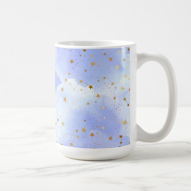 Taza De Café Patrón de estrella dorada de Lavendar (Derecha)