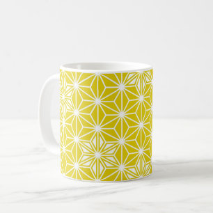 Taza De Café Patrón de estrella japonesa: oro mostaza y blanco