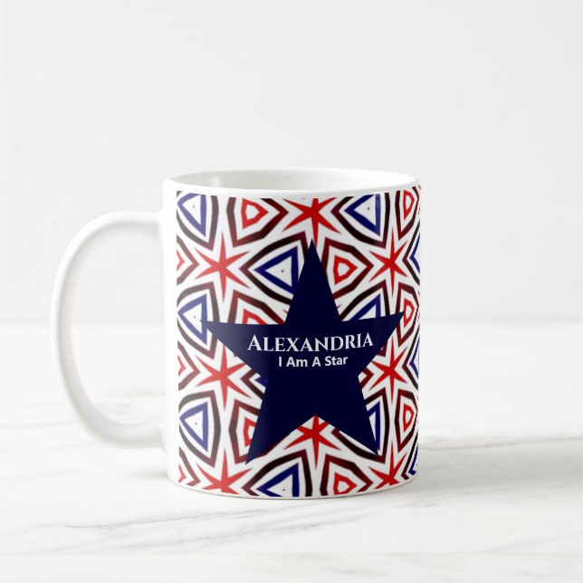 Taza De Café Patrón de estrellas azul blanco rojo patriótico am (Izquierda)
