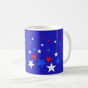 Taza De Café Patrón de estrellas azul, rojo y blanco
