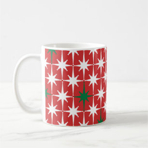 Taza De Café Patrón de estrellas de Navidad retro de mediados d