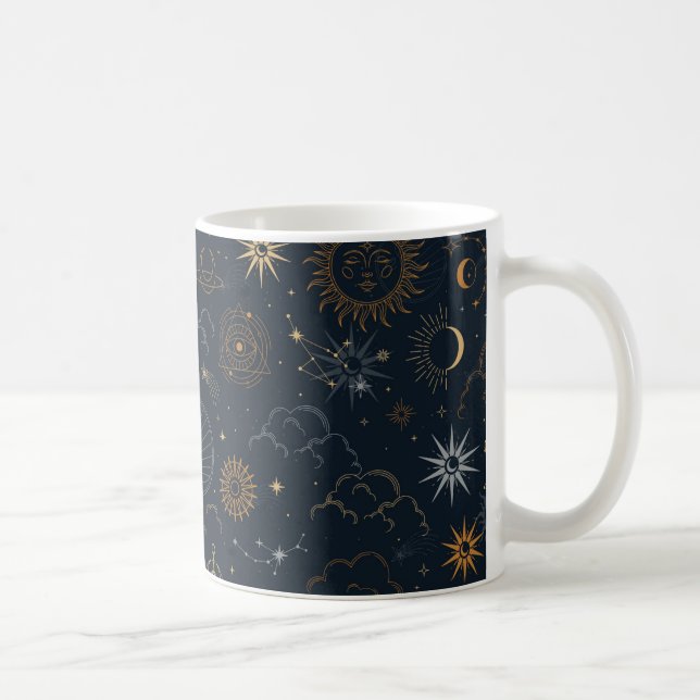 Taza De Café Patrón de estrellas y planetas (Derecha)