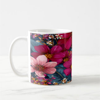 Taza De Café Patrón de explosión floral vibrante
