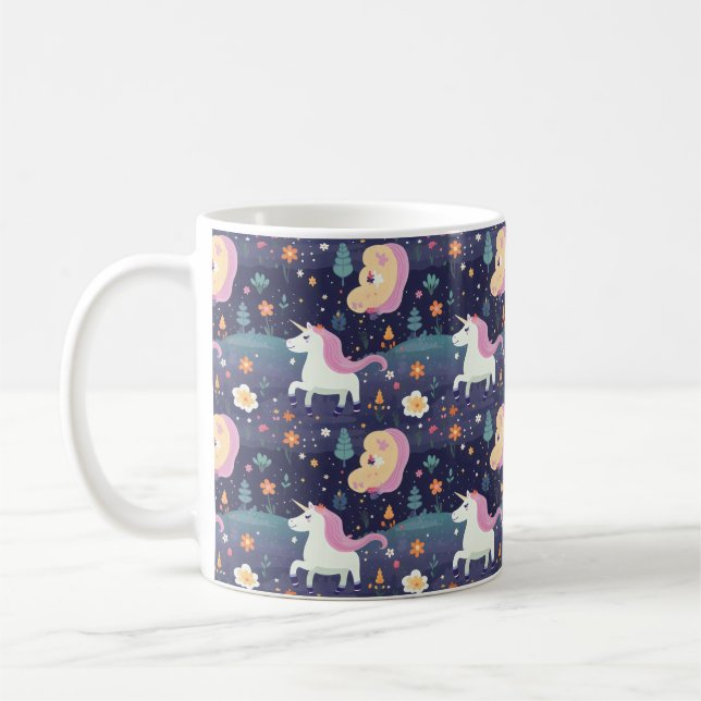 Taza De Café Patrón de fantasía de unicornio (Izquierda)