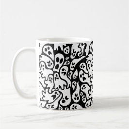Taza De Café Patrón De Fantasma Blanco Y Negro