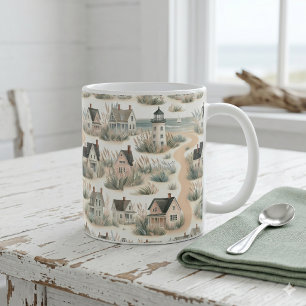 Taza De Café Patrón de faro de cabaña costera