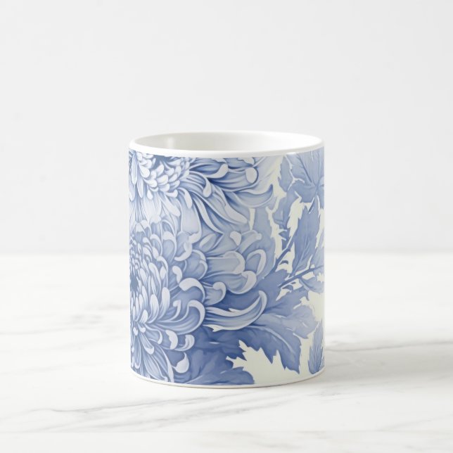 Taza De Café Patrón de fichas de Dahlia Azul (Centro)